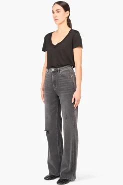 JANICE Denim^Jeans Dames Wijde Pijp Jason Destroyed Grijs 811