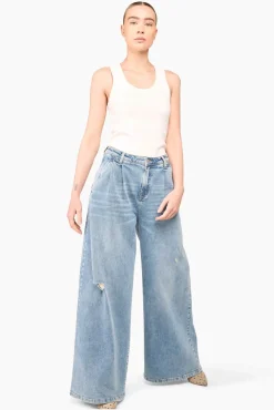 JANICE Denim^Jeans Wijde Pijp Dames Dollar Destroyed Blue 033