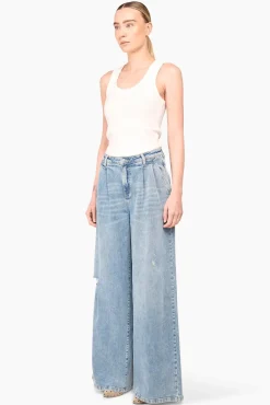 JANICE Denim^Jeans Wijde Pijp Dames Dollar Destroyed Blue 033
