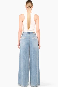 JANICE Denim^Jeans Wijde Pijp Dames Dollar Destroyed Blue 033