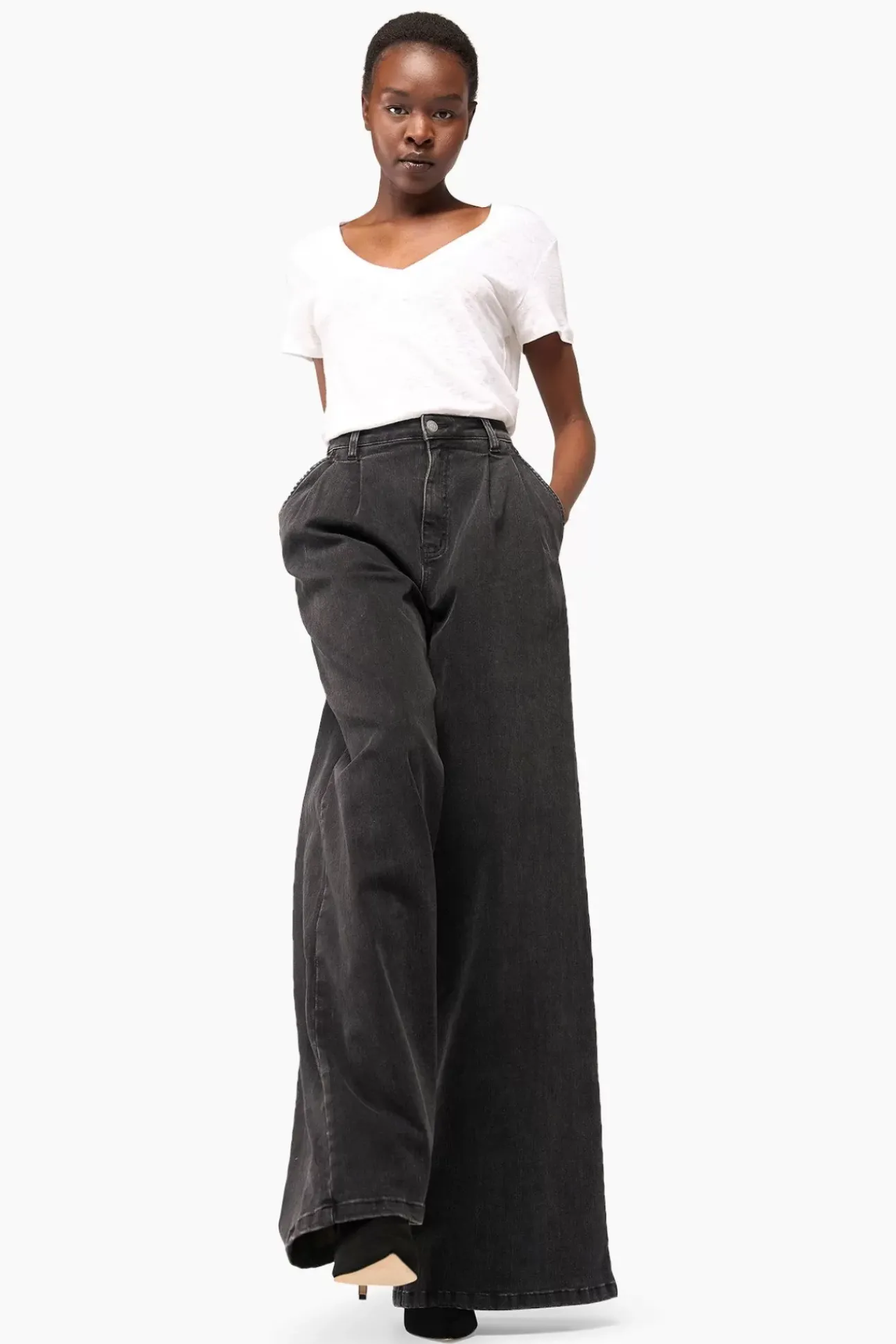 JANICE Denim^Jeans Wijde Pijp Dames Dollar Zwart 410