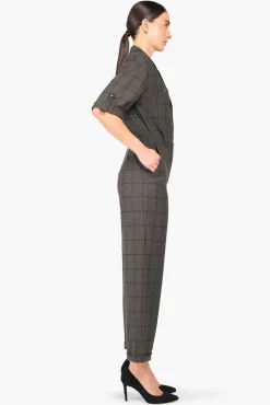 JANICE Jurken^Jumpsuit Dames Stretch London Ruit Grijs