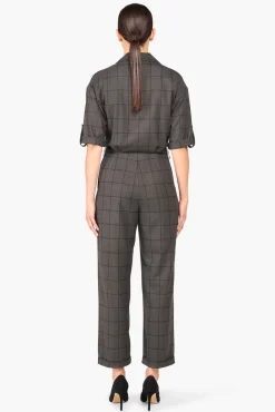 JANICE Jurken^Jumpsuit Dames Stretch London Ruit Grijs