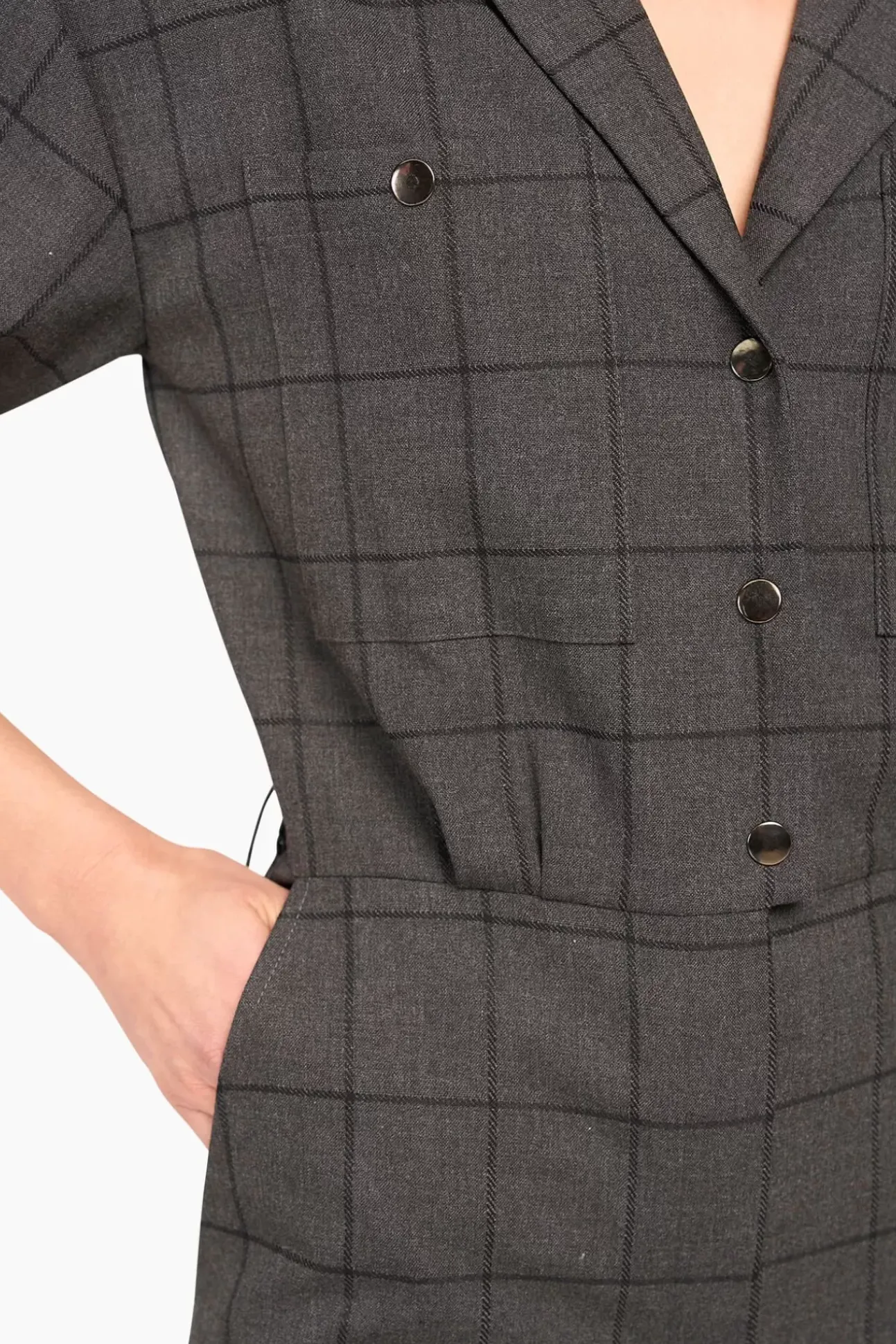 JANICE Jurken^Jumpsuit Dames Stretch London Ruit Grijs