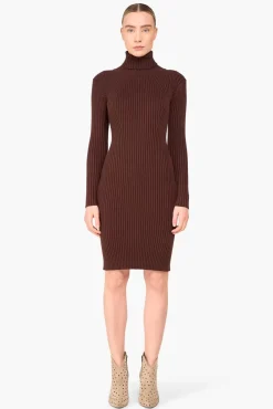 JANICE Jurken^Jurk Gebreid Col Travis Bruin