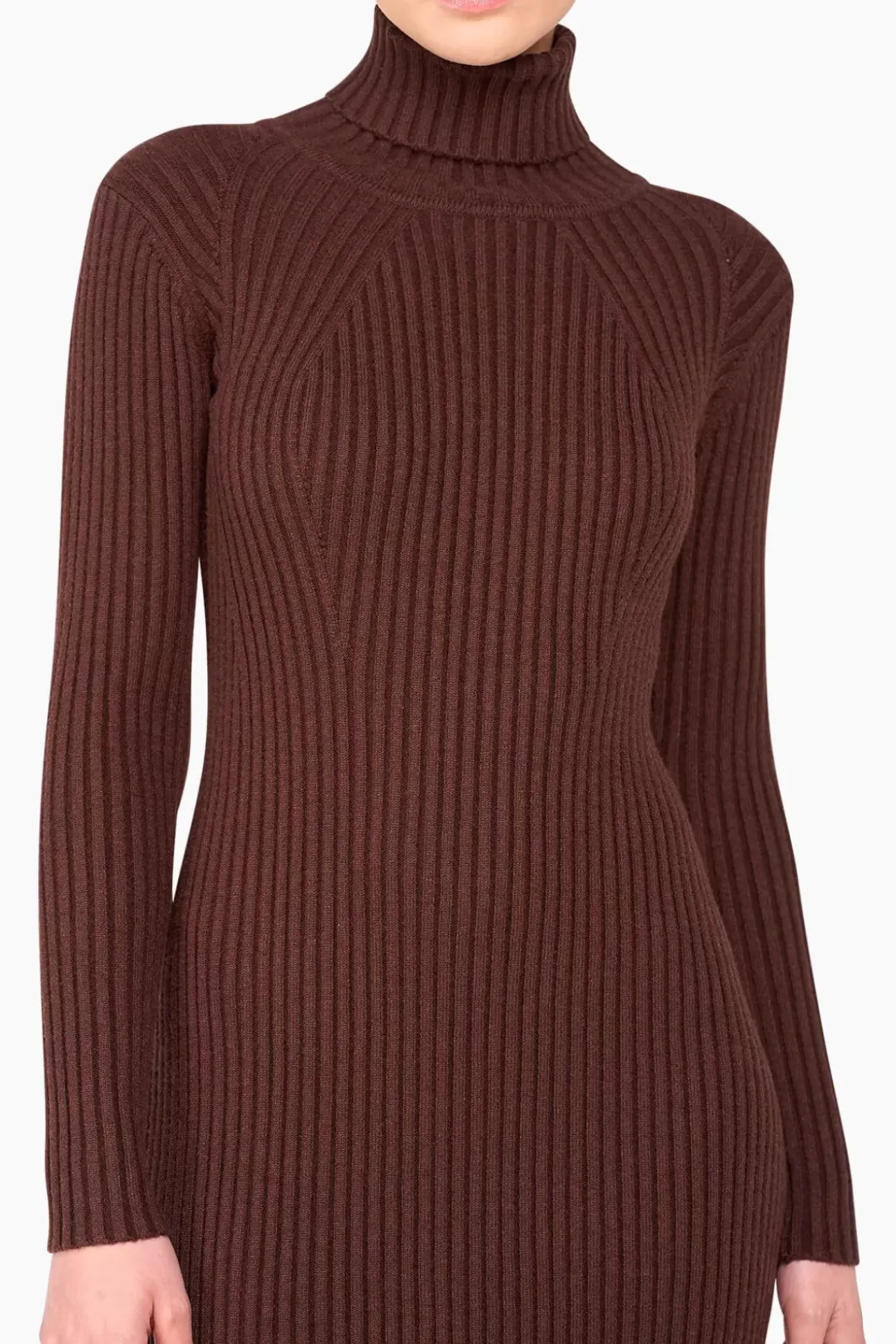 JANICE Jurken^Jurk Gebreid Col Travis Bruin