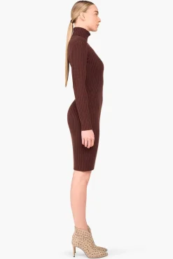 JANICE Jurken^Jurk Gebreid Col Travis Bruin