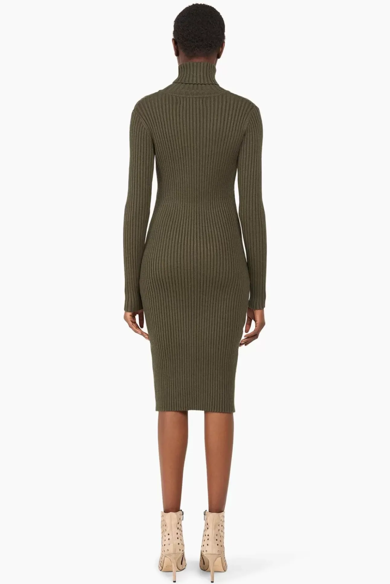 JANICE Jurken^Jurk Gebreid Col Travis Groen