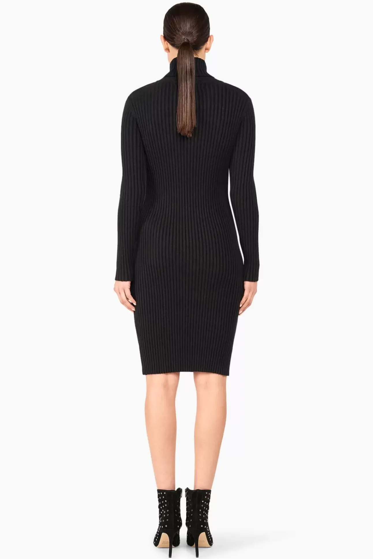 JANICE Jurken^Jurk Gebreid Col Travis Zwart