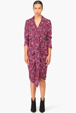 JANICE Jurken^Jurk Print Lange Mouw Jesse Burgundy