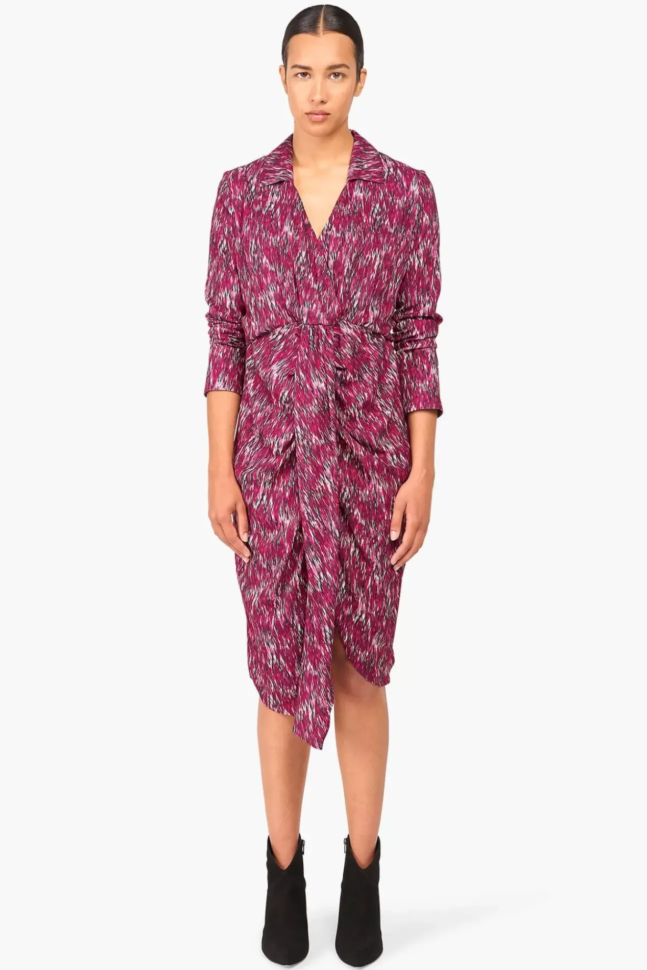 JANICE Jurken^Jurk Print Lange Mouw Jesse Burgundy