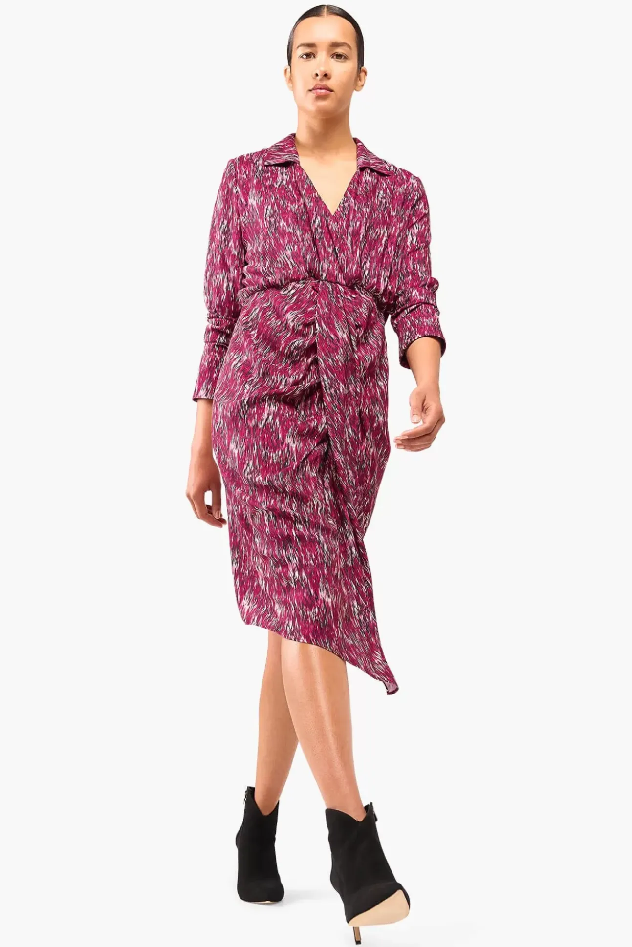 JANICE Jurken^Jurk Print Lange Mouw Jesse Burgundy