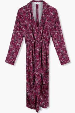 JANICE Jurken^Jurk Print Lange Mouw Jesse Burgundy