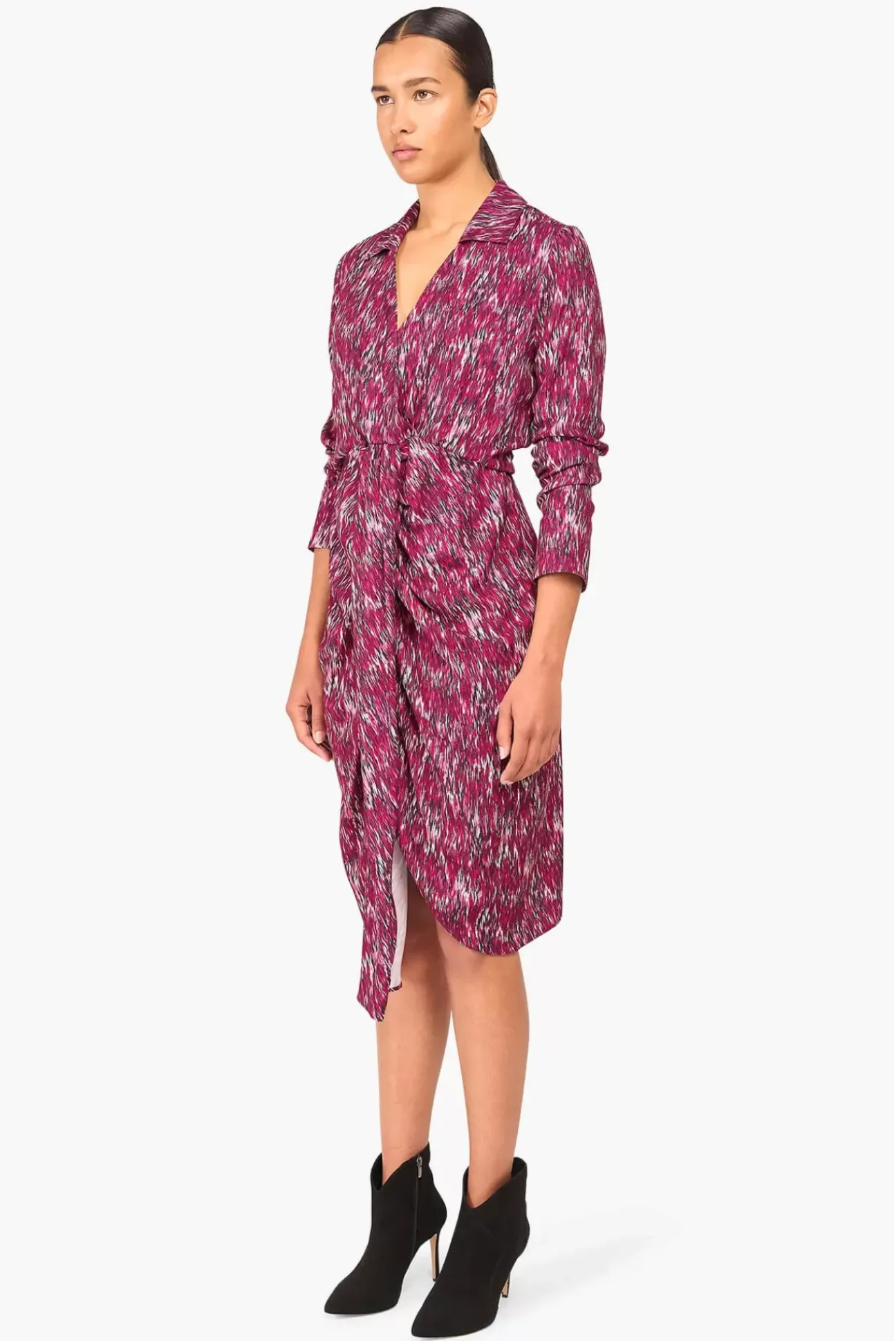 JANICE Jurken^Jurk Print Lange Mouw Jesse Burgundy