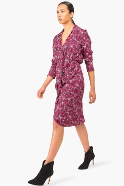 JANICE Jurken^Jurk Print Lange Mouw Jesse Burgundy