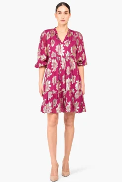 JANICE Jurken^Jurk Viscose Lurex Jimmy Burgundy