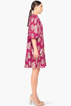 JANICE Jurken^Jurk Viscose Lurex Jimmy Burgundy
