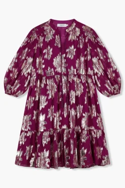 JANICE Jurken^Jurk Viscose Lurex Jimmy Burgundy