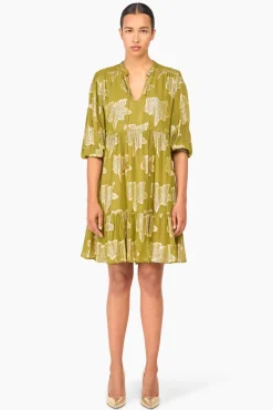 JANICE Jurken^Jurk Viscose Lurex Jimmy Groen