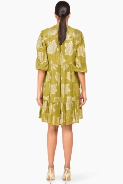 JANICE Jurken^Jurk Viscose Lurex Jimmy Groen