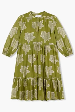 JANICE Jurken^Jurk Viscose Lurex Jimmy Groen