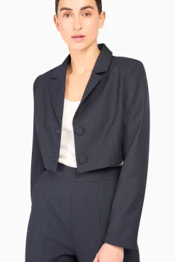 JANICE Blazers^Kort Jasje Dames Streep Watson Blauw