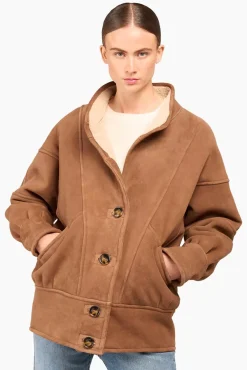 JANICE Leer^Lammy Coat Dames Seth Bruin
