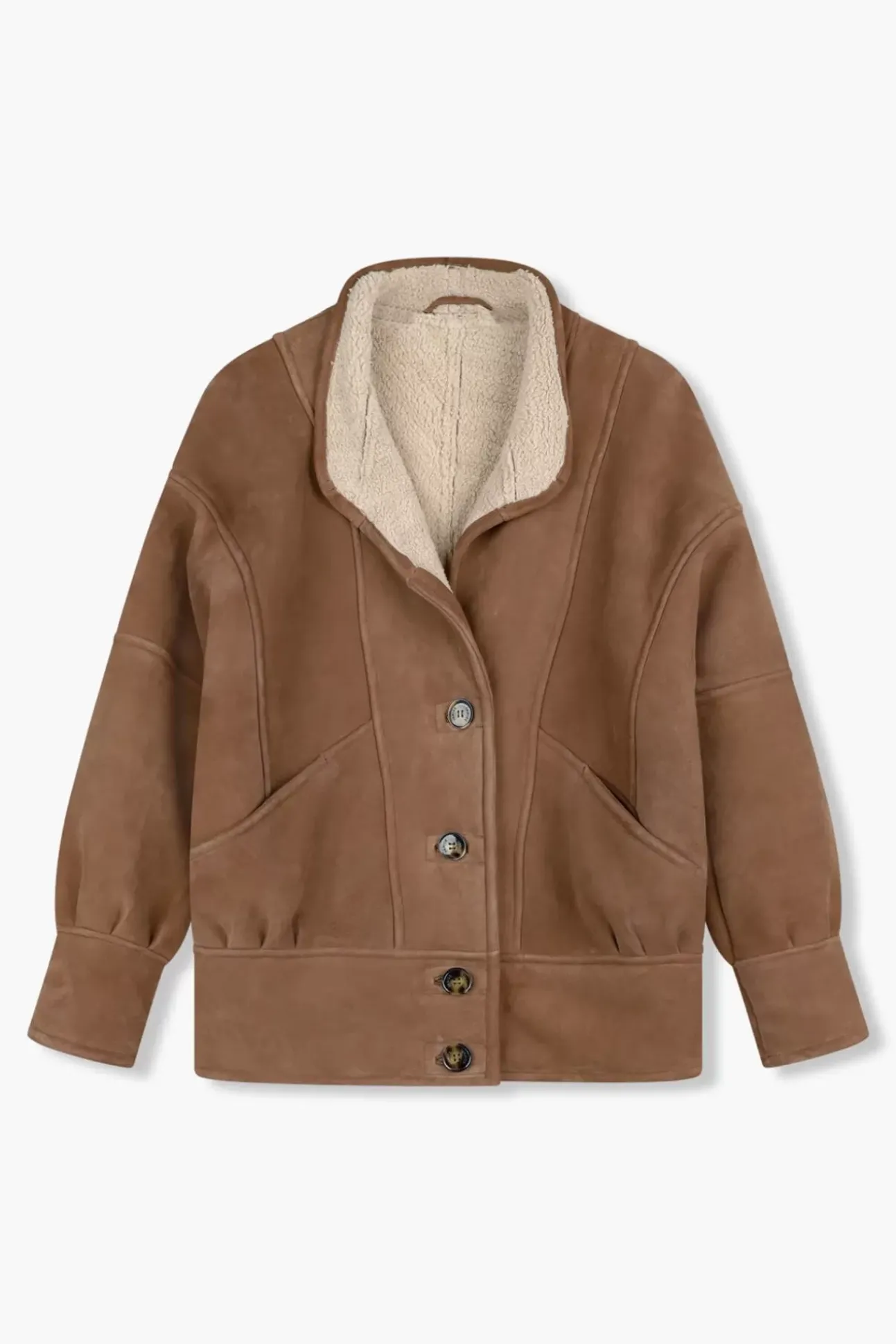 JANICE Leer^Lammy Coat Dames Seth Bruin