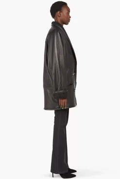 JANICE Leer^Lammy Coat Dames Zwart Raf