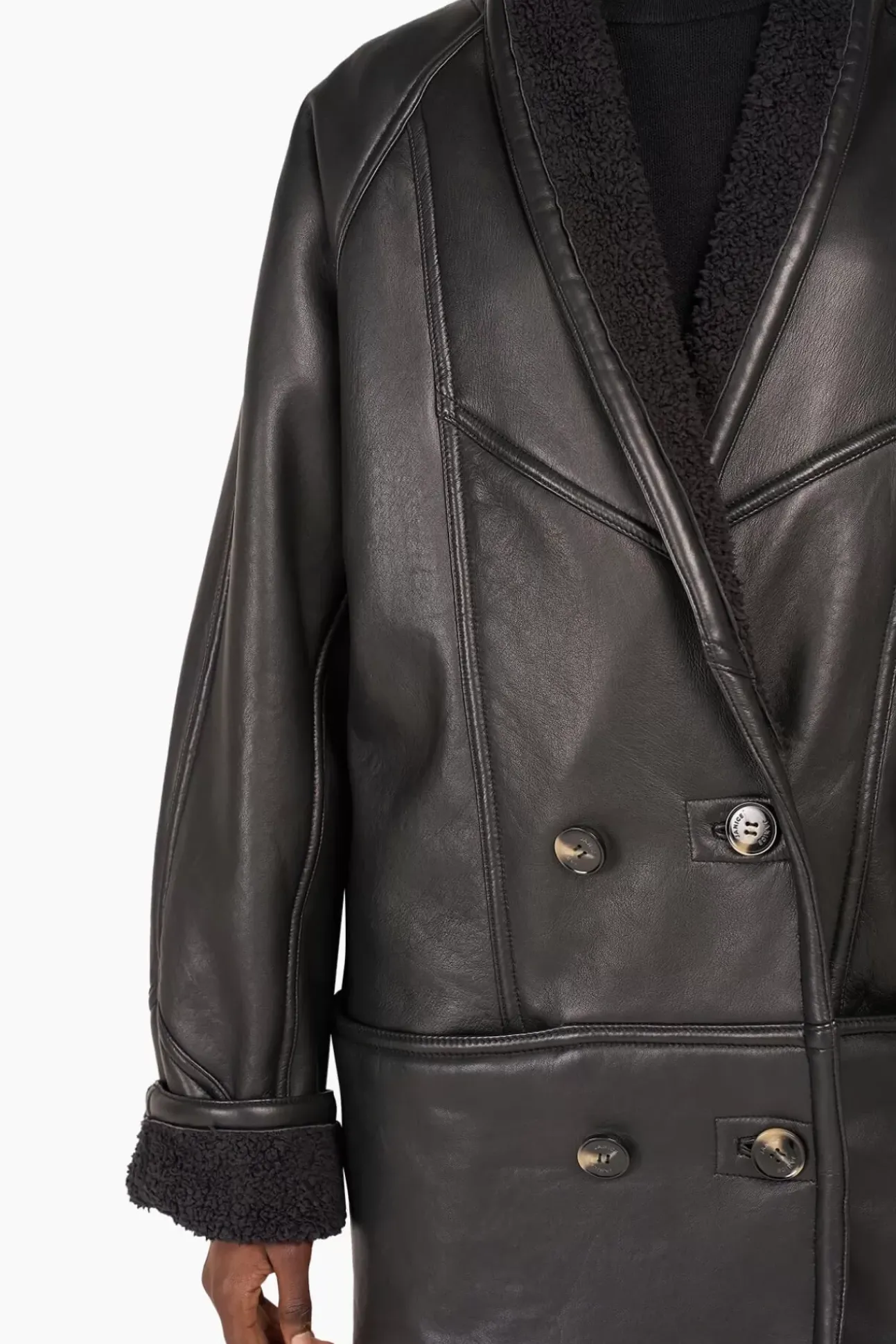 JANICE Leer^Lammy Coat Dames Zwart Raf