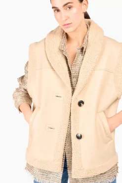JANICE Leer^Lammy Vest Dames Justin Off White