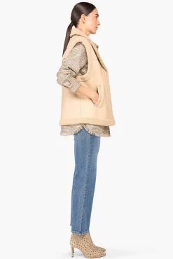JANICE Leer^Lammy Vest Dames Justin Off White