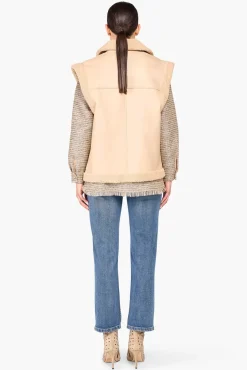 JANICE Leer^Lammy Vest Dames Justin Off White