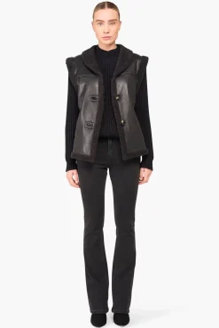 JANICE Leer^Lammy Vest Dames Justin Zwart