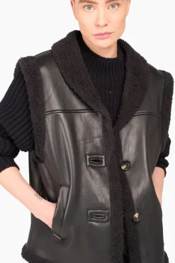 JANICE Leer^Lammy Vest Dames Justin Zwart
