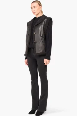JANICE Leer^Lammy Vest Dames Justin Zwart