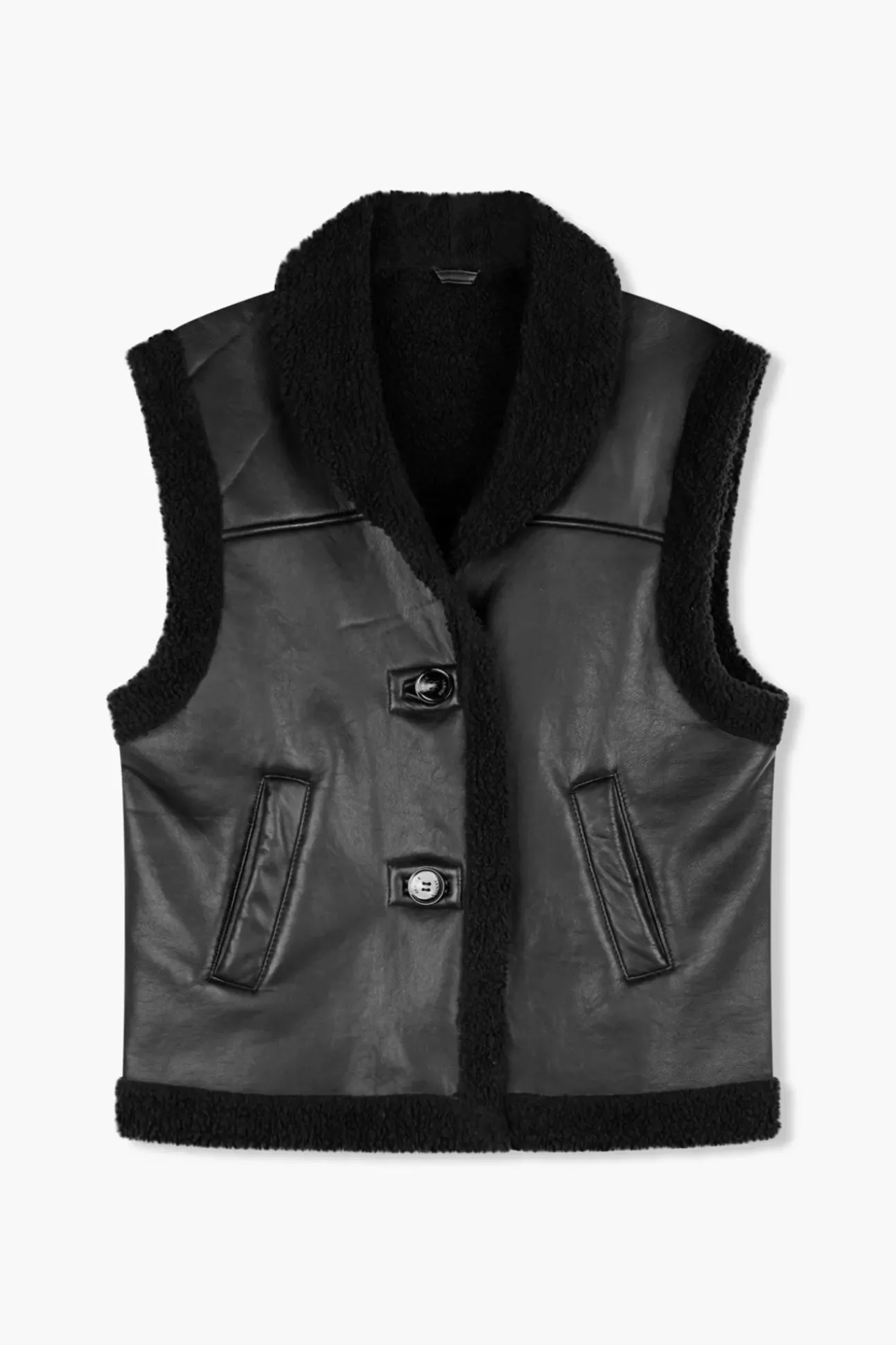 JANICE Leer^Lammy Vest Dames Justin Zwart
