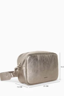 JANICE Tassen^Leren Crossbody Dames Bruce Gun Metal