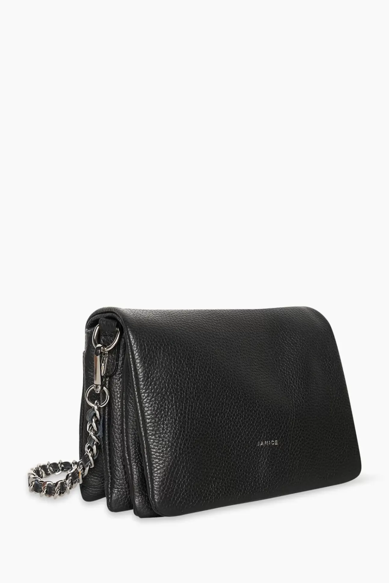JANICE Tassen^Leren Schoudertas Dames Skylar Zwart Zilver