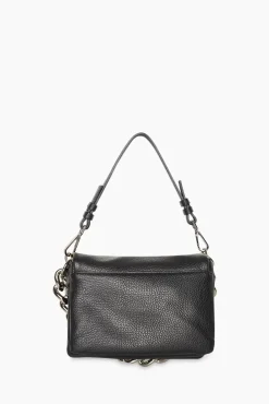 JANICE Tassen^Leren Schoudertas Dames Skylar Zwart Zilver