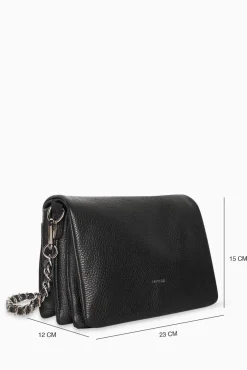 JANICE Tassen^Leren Schoudertas Dames Skylar Zwart Zilver