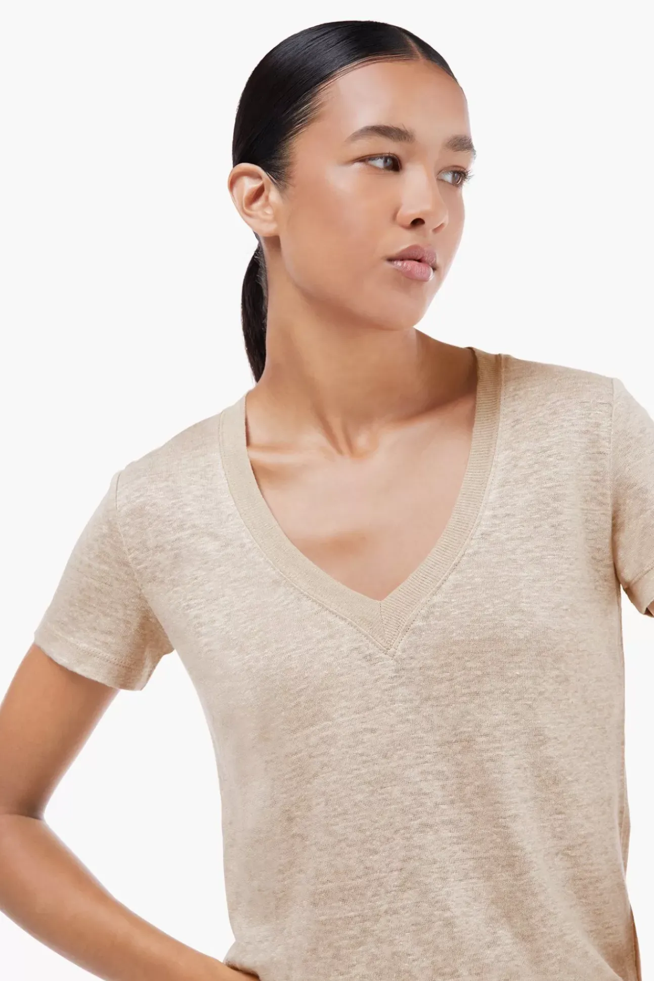 JANICE T-Shirts^Linnen T-Shirt Dames Lee Beige