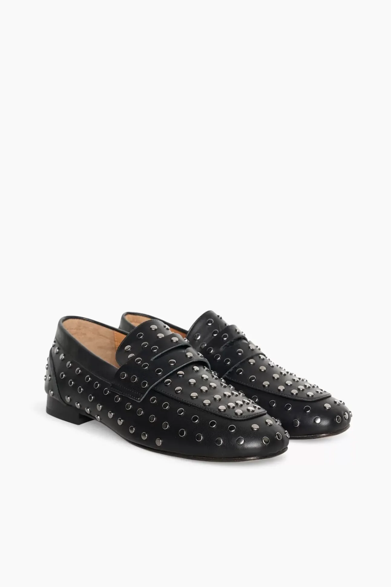 JANICE Loafers^Loafer Dames Leer Studs Burt Zwart