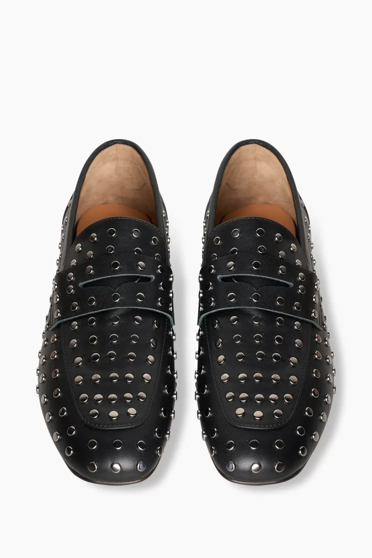 JANICE Loafers^Loafer Dames Leer Studs Burt Zwart