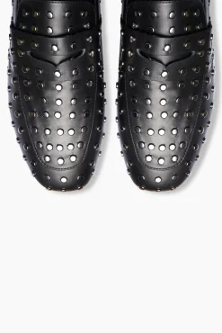 JANICE Loafers^Loafer Dames Leer Studs Burt Zwart