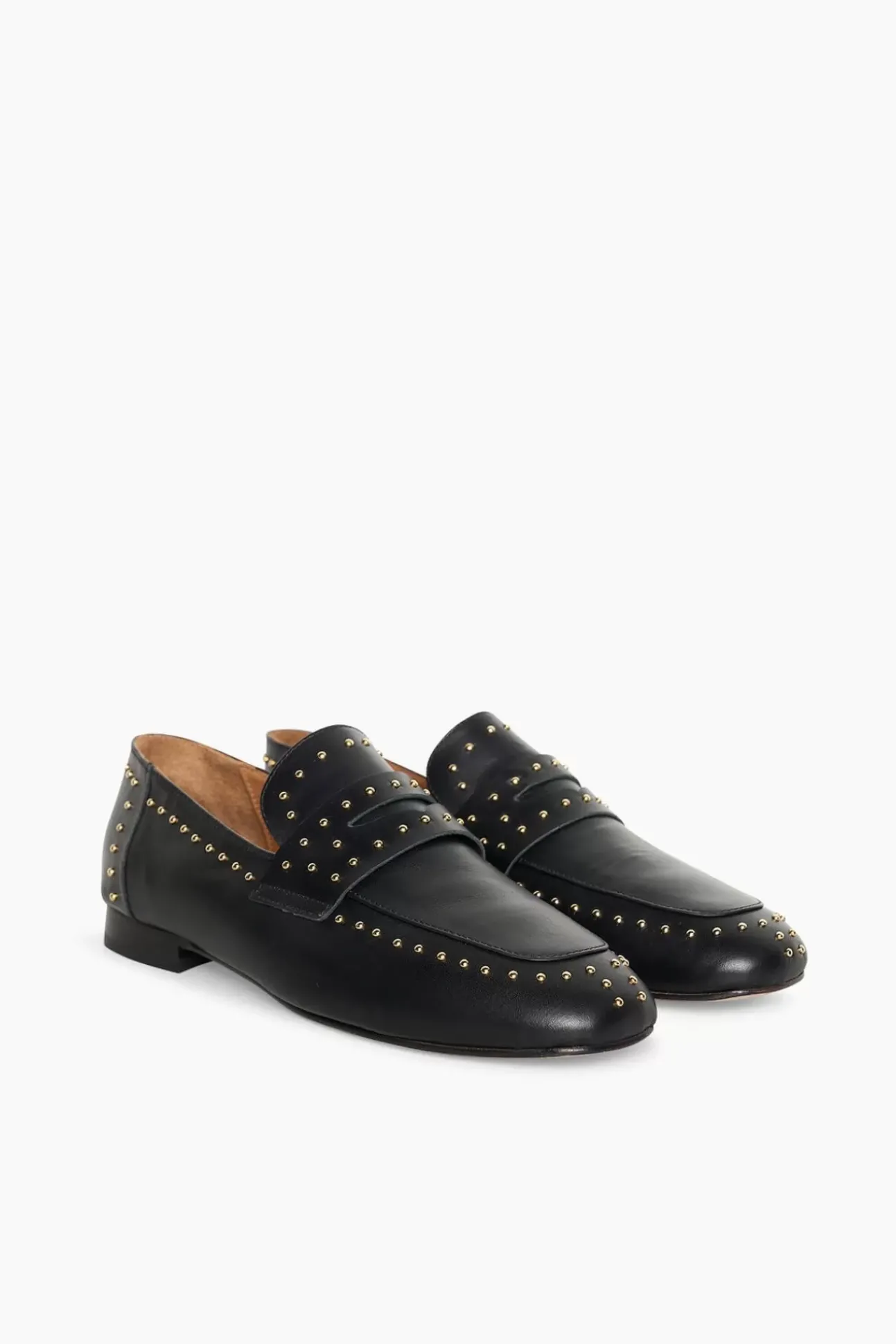 JANICE Loafers^Loafer Dames Leer Zwart Burt Studs Gold