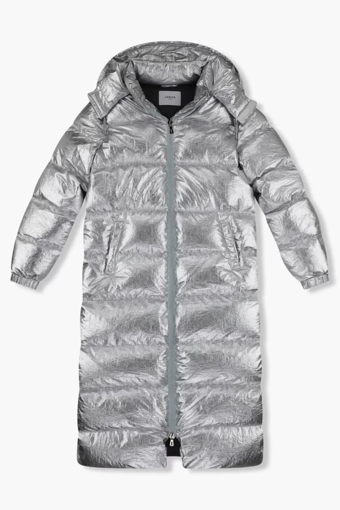 JANICE Jassen^Puffer Jas Dames Lang Derrick Silver