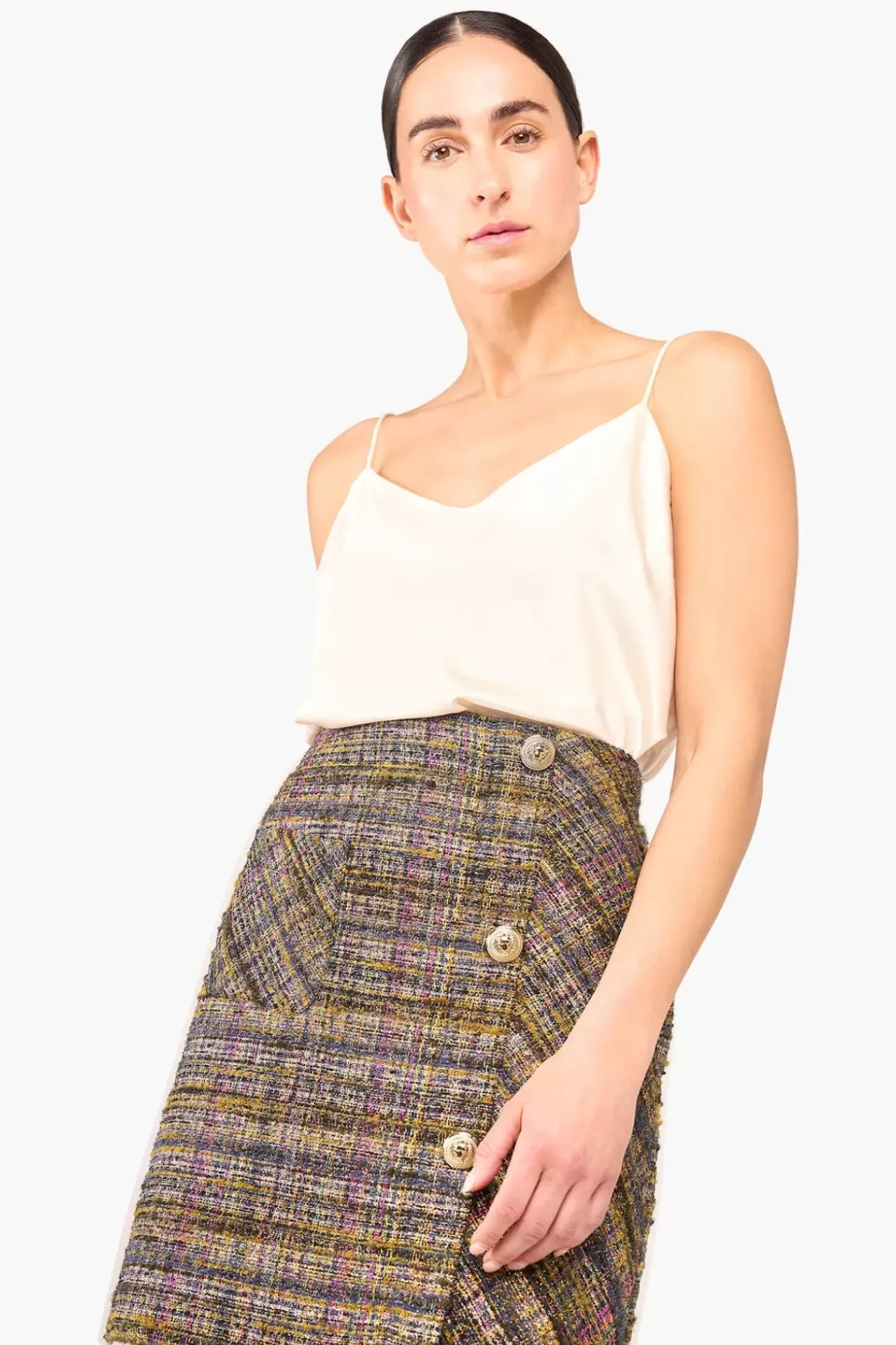 JANICE Rokken^Rok Tweed Lurex Dwight Groen