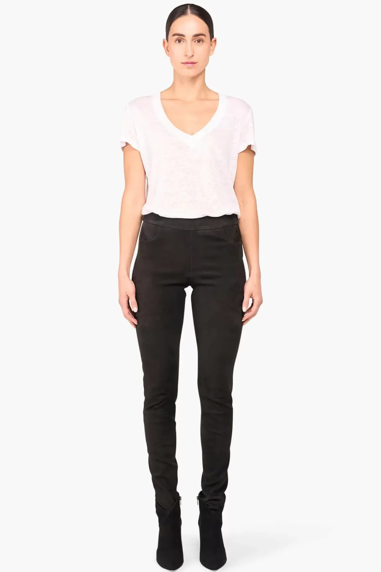 JANICE Leer^Suede Broek Dames Douglas Zwart