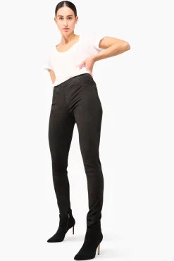 JANICE Leer^Suede Broek Dames Douglas Zwart